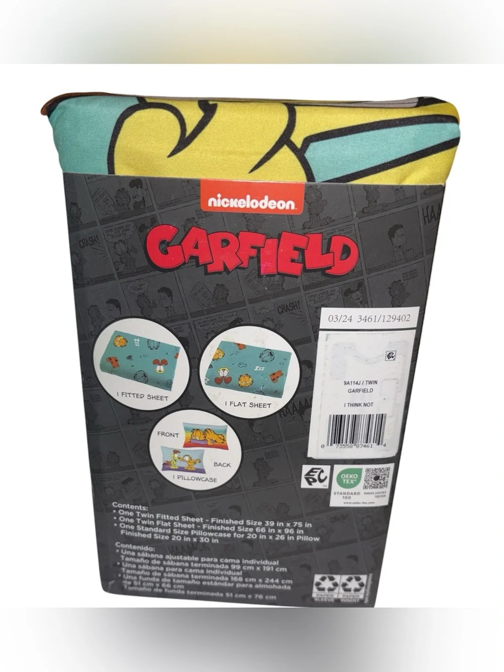 Garfield Kids 3 Piece Teal Blue Sheet Set, Twin multicolor